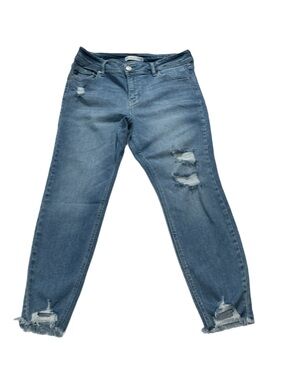 KanCan Women’s Size 14 Distressed Boyfriend Jeans Frayed Hem Stretch